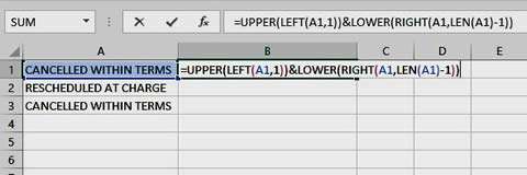 Capitalise first letter in Excel with a formula