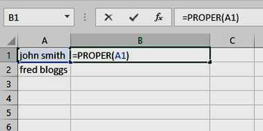 Capitalise first letter in Excel