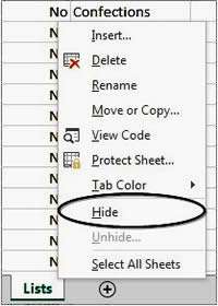 Hiding a worksheet in Excel