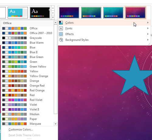 Changing colours in PowerPoint