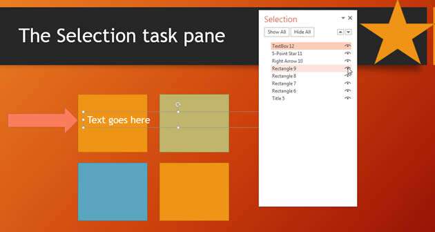 Selection Task Pane in PowerPoint