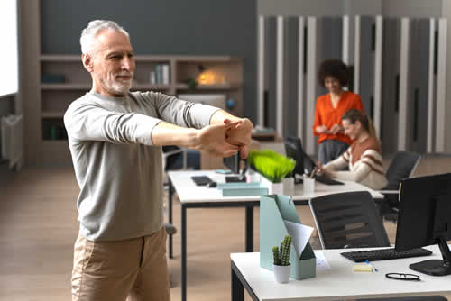 Stretching in the office is a great way of relieving stress